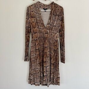 H&M Brown/ Tan Snake Print Jersey Wrap Dress